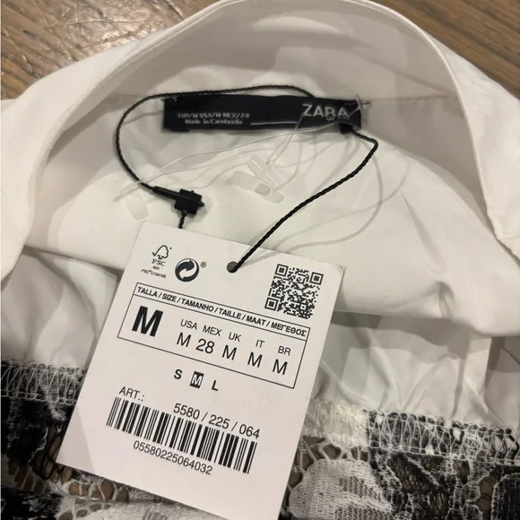 Zara White and Black Lace Detail Dress. Medium. NWT! - Picture 4 of 7